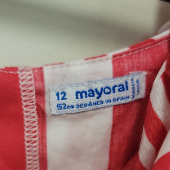 Mayoral Red and White Striped Camisole with Ruffles - Picture 2 of 7